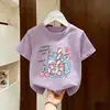 Ropa de Verano para Niñas de Algodón Puro con Cuello Redondo, Ropa de Verano de Manga Corta para Niñas, Nuevas Camisetas para Niños, Camisetas de Verano de Moda