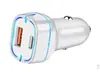 Carregador de Carro Pd 38W Carregador de Carro Pd+Qc3.0 Linha Dupla Carregamento Rápido Anel de Luz de Atmosfera LED Acendedor de Cigarros do Carro