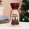 Suministros para Decoración Navideña Transfronterizos Árbol de Navidad Arpillera Bolsa a Cuadros Rojos para Botella de Vino Dibujo Animado Creativo Regalo Fiesta