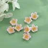 Pequeño accesorio de flor de cinco pétalos perforada hecho de material acrílico para aretes DIY, clips para orejas, pulseras, abalorios y materiales de pintura decorativa