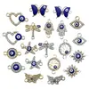 Pulseira Cruzada com Duas Aberturas Pingente Olho de Diabo Acessórios de Joia DIY Conector Estrela do Mar Borboleta Pingente de Colar