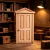 1:Móveis em miniatura na escala 12 para casas de boneca, portas de madeira em miniatura, modelos minúsculos, cenas em miniatura, decorações de madeira