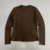 Camiseta Casual de Manga Longa com Gola Redonda e Botões Estilo Preguiçoso Chegada Nova de Outono Elástica Camiseta Básica Slimming Versátil Feminina