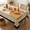 Mantel Geométrico Morandi, A Base de Plantas, Impermeable, Resistente al Aceite, Mantel sin Lavado, Nueva Cubierta Simple y Elegante de Imitación Lino para Mesa de Café
