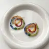 Brincos Coloridos com Pedras em Blocos de Cor Dopamina para Mulheres 2025 Novo Estilo Luxo Leve Design de Nicho Brincos Doces
