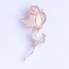 Broche de Flor de Tulipán Incrustado de Diamantes para Mujer, Ramillete de Alta Gama, Broche Elegante y Lujoso, Accesorios de Tarjeta para Traje y Cárdigan de Alta Gama