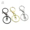 En stock Set de tres piezas con cierre de mosquetón bañado en rodio con anilla en O Cadena de cuatro secciones Anillo plano Joyería Figuras Bolsas Llaveros Colgantes