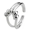Anillo de Plata S925 Plata Esterlina Anillo Geométrico de Líneas Entrelazadas Diseño Nicho para Mujer Anillo Abierto Transfronterizo Europeo y Americano