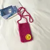 Shuai Mi Jia 2026 Nova Bolsa Trançada Fofa Bolsa Transversal para Celular Bolsa Pequena de Tricô Vazado Bolsa de Praia