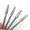 Cabezal de pulido de uñas de diamante cónico de cabeza plana de acero con arena de 4 dientes y vástago de 2,35 mm de diámetro.