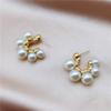 B114 Pendientes Metálicos Doble C con Perlas Transfronterizos Europeos y Americanos, Pendientes Elegantes y de Moda Estilo Chanel de Calidad, Joyería al por Mayor