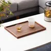 Bandeja personalizada de madera de nogal negro, bandeja de té rectangular de madera estilo japonés, bandeja para snacks en casa, bandeja de desayuno, bandeja de almacenamiento de café