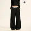 Calça de Moletom Yongfang Estilo Americano Casual Quente para Homens e Mulheres, Modelagem Solta, Toque de Luxo, Lã Dupla Face Feita à Mão, Calça Reta de Caimento Fluido Comprimento Total