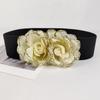 Primavera y Verano Moda Europea y Americana Flores Combinable Cintura Elástica Elástica Cubre Traje Decorativo Vestido Cinturón Tejido