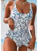 2027 Nuevo Traje de Baño Enterizo con Control de Abdomen Adelgazante Espalda Descubierta Estampado para Mujer Europeo y Americano Traje de Baño Enterizo Transfronterizo para Mujer