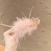 Pasador de Plumas Estilo Bosque para Mujer, Pinza Lateral de Cristal con Perlas Súper de Hada, Accesorio de Cabello Esponjoso, Pinza de Pato, Pasador, Accesorio Atmosférico