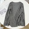 Camiseta Respirável Leve com Proteção Solar Manga Longa Feminina Fina de Verão Solta Gola Redonda Cor Sólida Casual Camisa Base Blusa