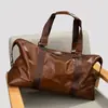 Couro Bovino Genuíno Grande Capacidade Portátil para Viagem Bolsa de Viagem Bolsa para Esportes Fitness Treinamento Couro Genuíno Moda Bolsa Transversal Bolsa de Bagagem