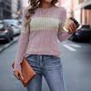 Ropa de mujer transfronteriza de Europa y Estados Unidos 2024 otoño e invierno Amazon TIKTOK estación independiente explosiones camiseta holgada casual a juego de colores para mujer