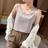Traje de Satén de Seda para Mujer con Tirantes de Seda Sintética, Cuello en V, Corte Delgado, Ropa Exterior de Verano, Chaleco Francés de Tirantes Anchos