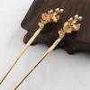Acessórios de cabelo antigos cobre fundido cor ouro doze flores Shu crisântemo grampo de cabelo acessórios clássicos de cinema e televisão