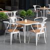 Mesa e Cadeira Quadradas Simples para Exterior Pátio Jardim Varanda Plástico-Madeira Anticorrosivo Lazer Bar Café Vila