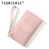 Yue Qiankai Producto Nuevo Coreano para Mujer Bolso para Teléfono Móvil de Mano Gran Capacidad Ultra Delgado Moda Correa de Muñeca Billetera Bolso Plateado