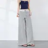 Calça Larga Listrada Nova Tendência Verão 2026 com Renda na Barra, Caimento Solto, Calça Casual Emagrecedora, Suporta Dropshipping