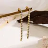 Pendientes de Estilo Europeo y Americano con Colgantes de Borla de Circonita Blanca, Pendientes Versátiles de Acero de Titanio que No se Desvanecen