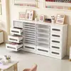 Mesa de Manicura Retro de Madera Maciza Armario de Almacenamiento Armario de Almacenamiento con Múltiples Cajones Armario para Herramientas Armario de Almacenamiento de Pared para Salón de Manicura