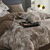 Ropa de cama de cuatro piezas de terciopelo de leche de alta gama, suave cepillado, pluma artesanal, terciopelo cero, cálida para invierno, terciopelo coral, funda nórdica, sábana bajera