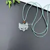 Novo Colar Máscara de Raposa de Ágata Calcedônia Natural, Estilo Chinês Estético Raposa Pingente de Calcedônia Azul Joias de Jade