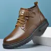 Zapatos de Hombre, Zapatos de Algodón, Zapatos Casuales de Caña Alta Engrosados de Terciopelo Cálidos Antideslizantes para Hombre, Botas de Algodón Martin, Zapatos de Piel, Zapatos de Hombre