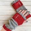 Guantes de Punto Cálidos y de Moda para Mujer de Otoño e Invierno, Guantes Cálidos para Exteriores de Medio Dedo con Hilo Acrílico y Diseño de Bloques de Color, Transfronterizo