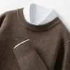 Suéter de Cachemir con Cuello Redondo para Hombre, Suéter de Punto Suave de Cachemir de Alta Gama para Otoño e Invierno, Camisa Base Cálida de Color Sólido para Hombre