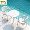 Mesa, Cadeira e Guarda-Sol Brancos para Lazer ao Ar Livre Combinação Café Terraço Varanda de Lazer Mesa Pequena para Chá Balcão de Loja de Chá de Leite Mesas e Cadeiras
