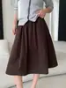Nova Coleção de Outono SINAN: Estilo Comute, Simples, Cintura Elástica, Cintura Alta, Patchwork, Linha A, Saia de Veludo Cotelê SN9411