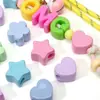 Acrílico Creme Contas com Furo Grande Flor de Ameixa Coração de Pêssego Contas Soltas Material para Pulseira Colar Joias DIY Feito à Mão
