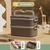 Lonchera de acero inoxidable 304 de estilo japonés con compartimento aislante para cantimplora, lonchera multicapa, lonchera portátil sellada anti-escaldaduras para estudiantes