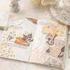 Paquete de Materiales Estéticos: Serie Floral de Oficina de Correos, Material Artístico Vintage para Decoración de Diario DIY, 100 Hojas, 4 Diseños