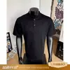 Camisa Polo Estilo Americano 2026 para Hombre, Camiseta Pesada de Alto Nivel con Paneles y Cuello Henley, Corte Holgado Hombro Normal Mangas Cortas Gris