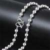 Collar de cuentas de Buda clásico bañado en plata estilo coreano, cuentas redondas huecas brillantes, collar para hombre, collar simple, joyería de moda trendy