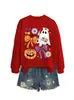 Sudadera linda y divertida de Halloween para mujer con diseño de fantasma, moño, flor, calabaza, murciélago para Amazon, Wish y tiendas independientes