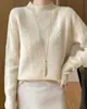 Suéter Grosso de Cor Sólida com Gola Média Alta Feminino Outono/Inverno 2025 Top Quente Plus Size Tricô Solto Camada Base