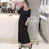 Vestido de Mujer Estilo Coreano para Verano y Otoño, Vestido Largo de Modal, Manga Corta, Holgado, Falda Base, Ropa Exterior, Cuello Redondo, Vestido Largo Talla Grande
