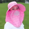 Chapéu Respirável Novo para Colheita de Chá de Verão, Máscara Facial, Proteção para o Pescoço, Chapéu de Sol Integrado, Chapéu de Sol para Exterior Anti-UV