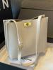 Bolsa de ombro transversal casual feminina, bolsa de balde com estampa de lichia simples e estilosa, estilo coreano, para todos os dias