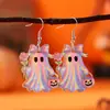 Set de Aretes de Halloween para Mujer Estilo Gótico Transfronterizo Pendientes Colgantes Acrílicos de Sombrero de Mago Coloridos Lindos Retro