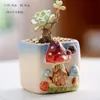Maceta Popular de Suculentas con Forma de Hongo Dibujo Animado Simple Cerámica de Gres Linda Decoración de Escritorio para el Hogar Maceta de Suculentas