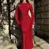 Moda Femenina Nueva Otoño 2026 Envío Directo: Elegante Vestido Ajustado, Elegante Vestido Bodycon de Color Sólido con Mangas de Campana